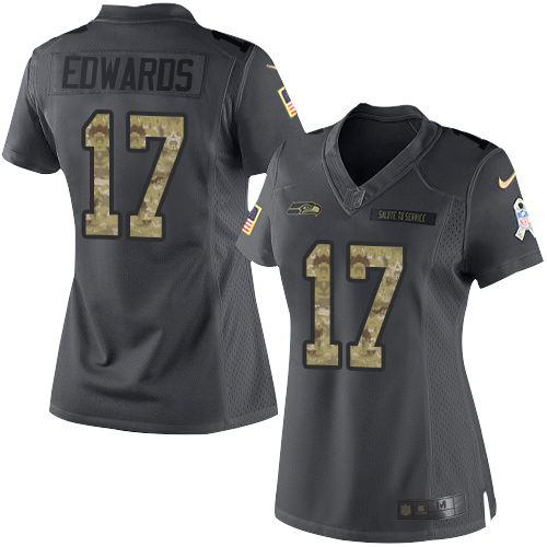 Women's Limited Braylon Edwards Nike Jersey Black - #17 2016 Salute to Service NFL Seattle Seahawks